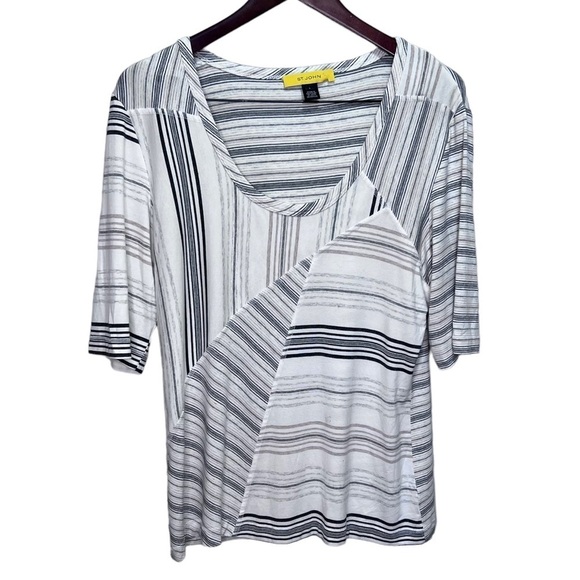 St John Striped Short Sleeve Size Large - Picture 1 of 9